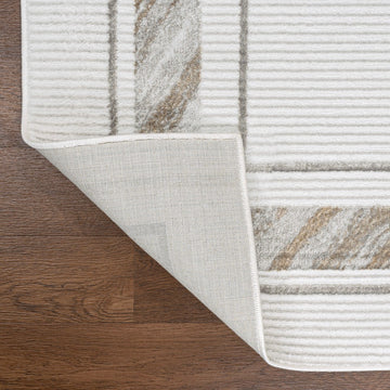 Athens Classic Border Marble Pattern High-low Area Rug